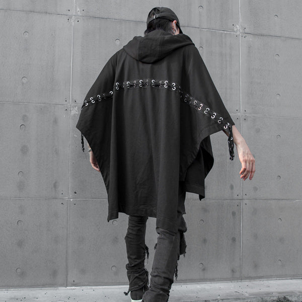 Camiseta Suelta Negra con Mangas Murciélago