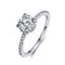 Round Zircon 925 Sterling Plateado Female Diamond Ring Blanco No.5