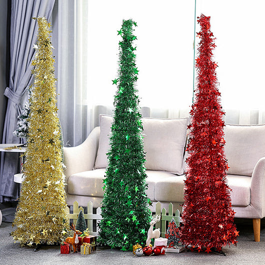 Árbol de Navidad Artificial Plateado Plegable con Soporte - Image 2