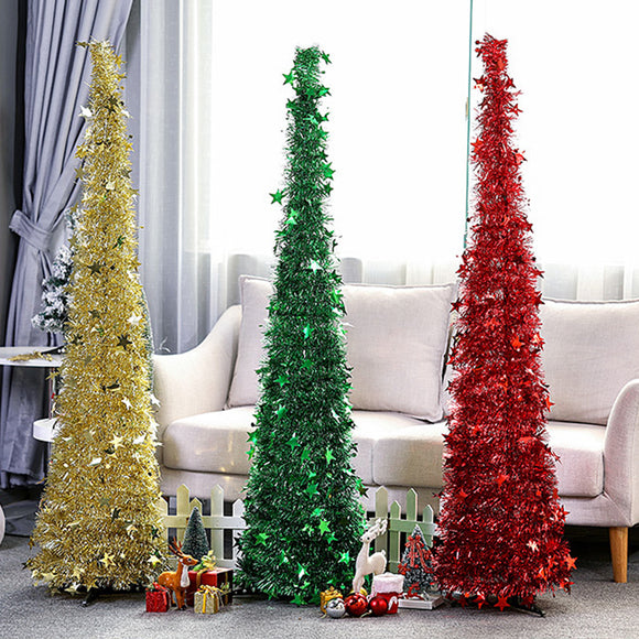 Árbol de Navidad Artificial Plateado Plegable con Soporte