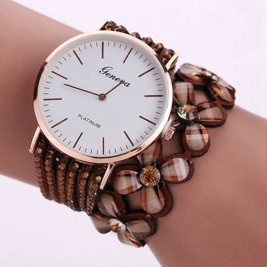 Reloj Elegante Geneva Flores para Mujer - Pulsera Cuarzo Diamantes Cristal - Image 6