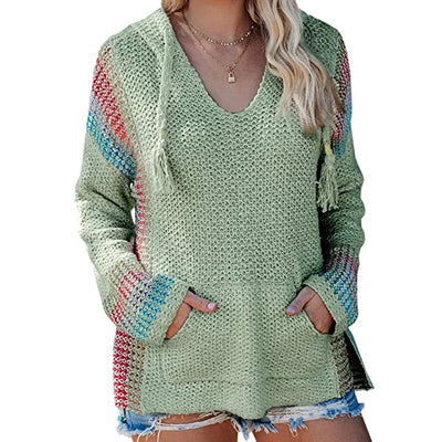 Sudadera Suelta con Capucha y Rayas de Colores - Image 2