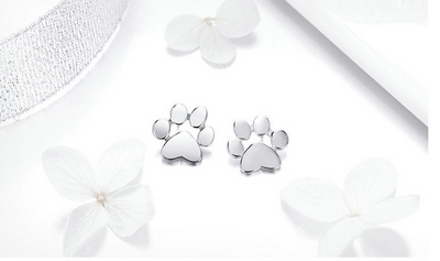 Aretes de Plata S925 con Huella de Mascota y Baño de Oro Blanco - Image 6