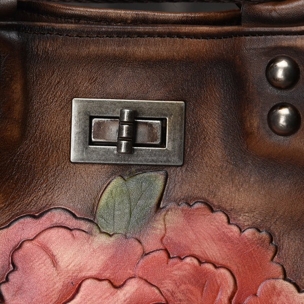 Mochila Retro de Cuero Genuino para Mujer - Diseño Vintage Crema