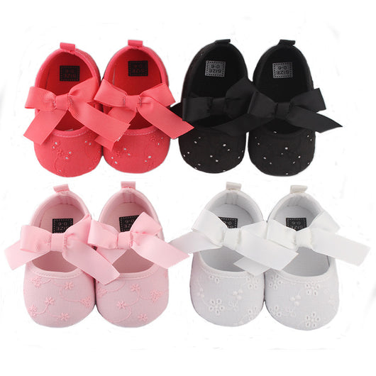 Zapatos de Algodón para Bebé con Elástico y Moño - Calzado Suave para Primeros Pasos