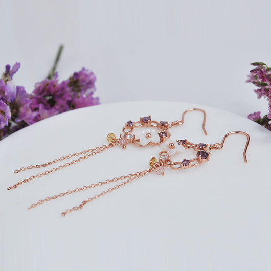 Aretes de Gancho Concha Románticos en Plata Pura y Circonia - Image 3