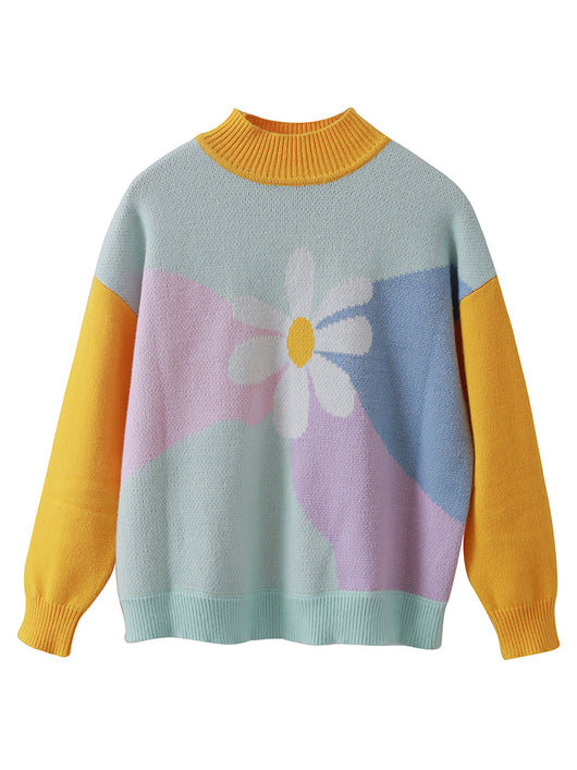 Suéter Holgado de Invierno para Niñas con Estampado Floral Suave - Image 17