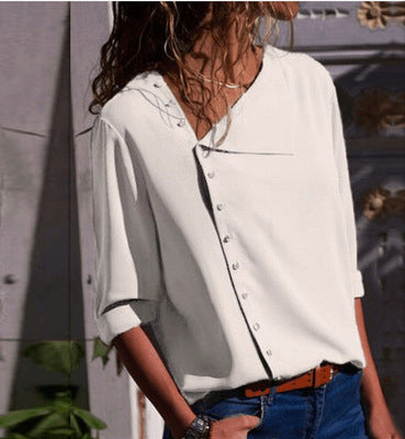 Blusa de Cuello Oblicuo Asimétrico con Manga Larga - Image 8