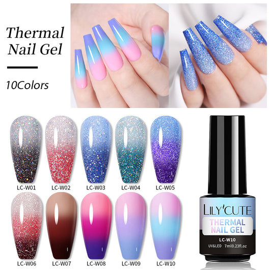 Esmalte de Uñas con Brillo Termocromático - Cambio de Color UV