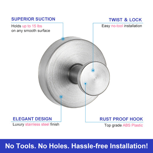 Gancho Adhesivo de Acero Inoxidable para Baño - Sin Perforaciones - Image 2