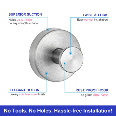 Gancho Adhesivo de Acero Inoxidable para Baño - Sin Perforaciones - Image 2