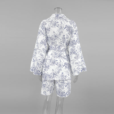Conjunto de Dos Piezas: Camisa Estampada con Cordones y Manga Larga Holgada - Image 15