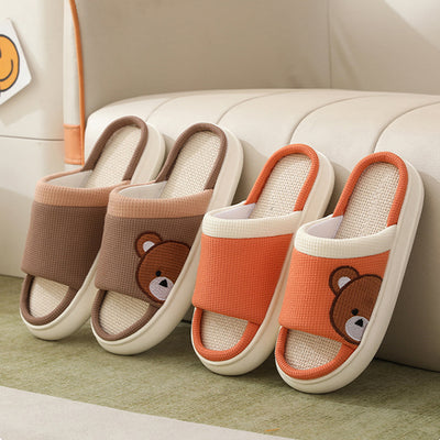 Pantuflas de Lino con Oso Adorable para Mujer - Cómodas, Antideslizantes y Transpirables - Image 20