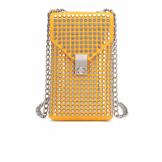 Bolso Bandolera de Cuero Suave con Cadena y Remaches - Image 7