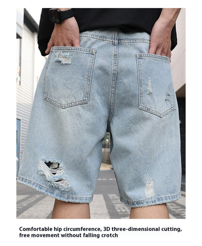 Shorts de Mezclilla Rotos Holgados Estilo Casual Desgastado - Image 13