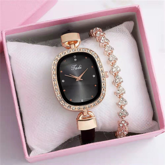 Reloj de Pulsera para Mujer con Brazalete de Diamantes - Conjunto de 2 Piezas - Image 11