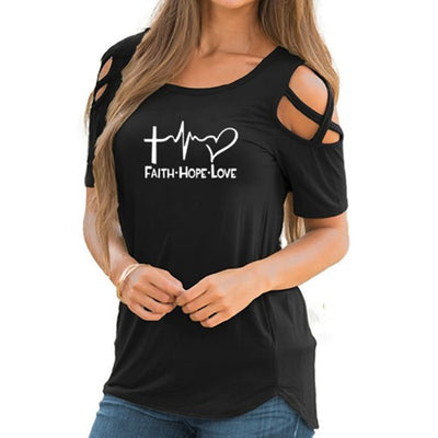 Blusa Escotada Corazón Estampado Manga Corta Cuello Redondo - Image 3