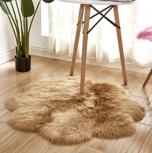 Alfombra de Lana Artificial con Forma Floral – Tapete Suave de Piel Sintética - Image 8