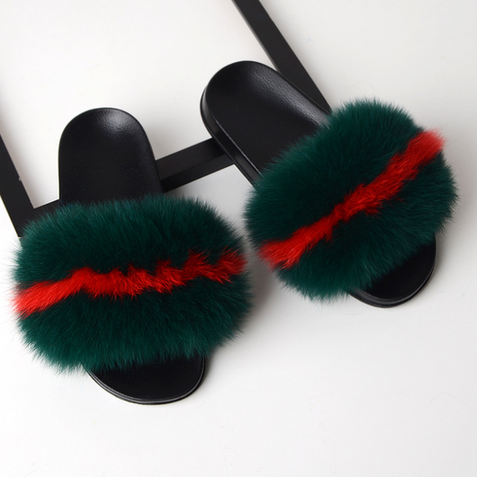Pantuflas de Piel de Zorro Genuina para Mujer - Sandalias Deslizantes de Verano - Image 13