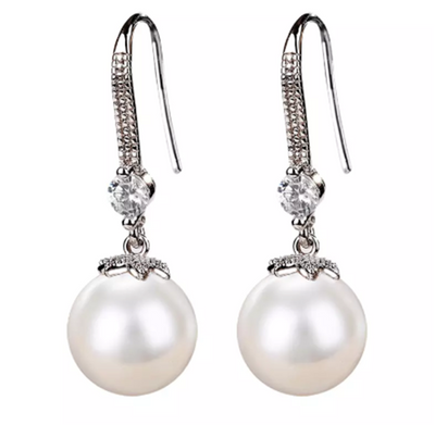Aretes de Perla con Baño de Cobre Blanco - Diseño Coreano Femenino - Image 3