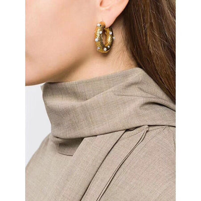 Aretes de Perla Hao Shi Círculo Dorado - Image 2