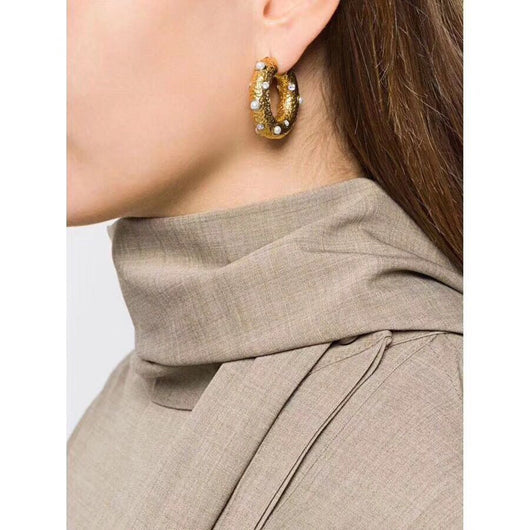 Aretes de Perla Hao Shi Círculo Dorado - Image 2