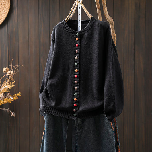 Cardigan de Algodón con Botones Coloridos - Corte Holgado y Efecto Adelgazante - Image 7