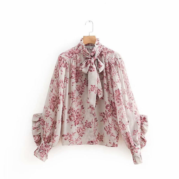 Blusa con Volantes y Estampado Botones