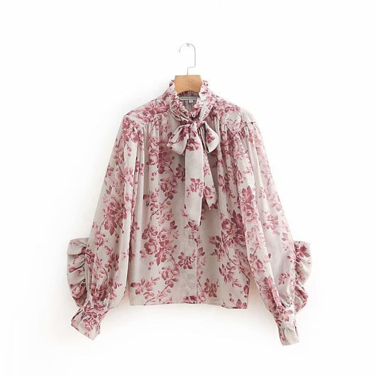 Blusa con Volantes y Estampado Botones