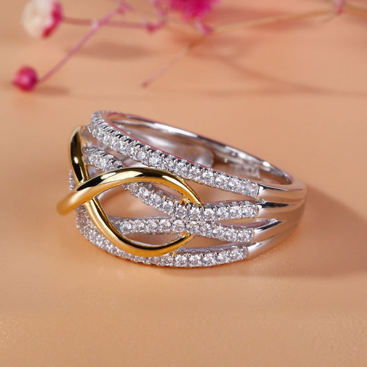 Anillo de Compromiso Bicolor con Moño y Circonia - Joyería para Mujer - Image 3