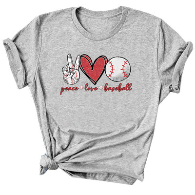 Playera Mujer Manga Corta Peace Love Alfabeto Béisbol - Image 11