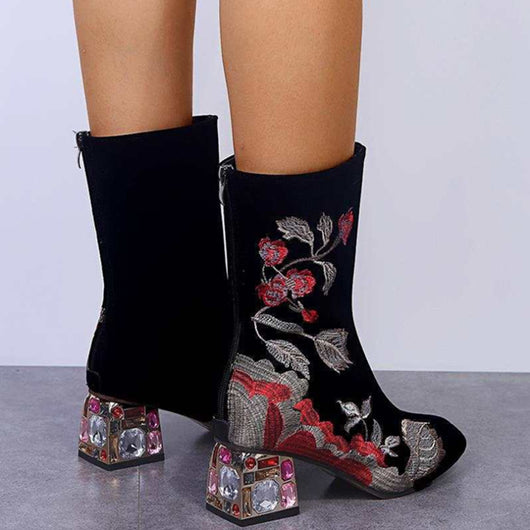 Botas Medianas de Cuero PU con Cierre Trasero y Punta Afilada - Image 6