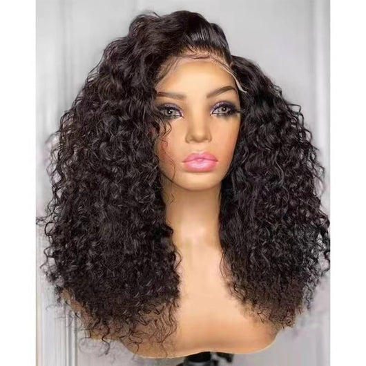 Peluca Rizada Estilo Europeo Encaje Frontal Fibra Sintética Cabello Medio - Image 8