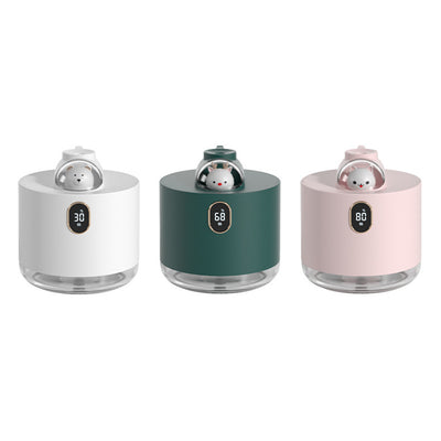 Pink wireless air humidifier with a cute white cat head design, digital display, and transparent water tank. - Image 7
