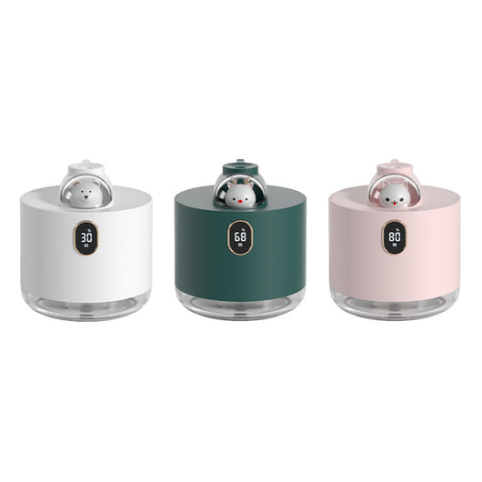 Pink wireless air humidifier with a cute white cat head design, digital display, and transparent water tank. - Image 7