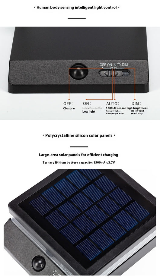 Lámpara Solar de Pared Exterior con Sensor de Movimiento - Image 17