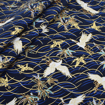 Tela con Estampado en Oro Caliente Estilo Japonés - Hada, Grulla y Pavo Real - Image 8