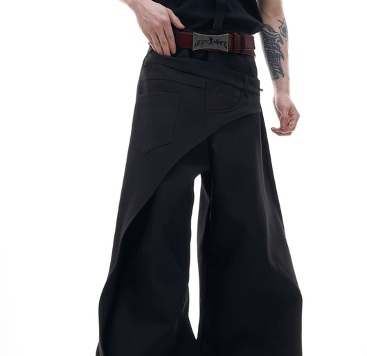 Pantalones Casuales con Detalles de Costura Mixta y Hebilla Metálica - Image 4