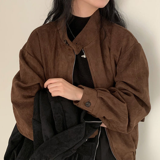Abrigo Retro de Ante Cálido con Doble Cierre - Perfecto para Otoño Invierno - Image 38
