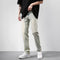Jeans Vintage Americano Desgastado Amarillo con Estampado de Letras