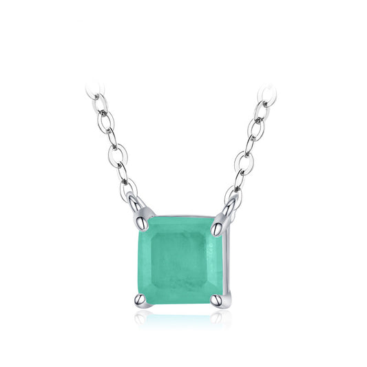 Collar de Plata Esterlina S925 con Turmalina Paraíba Simulada - Image 2