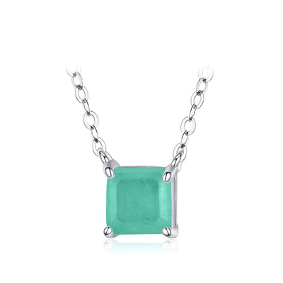 Collar de Plata Esterlina S925 con Turmalina Paraíba Simulada - Image 2
