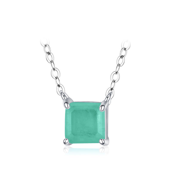 Collar de Plata Esterlina S925 con Turmalina Paraíba Simulada