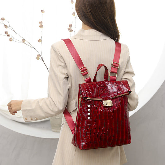 Mochila Escolar de Cuero Suave con Gran Capacidad para Mujer