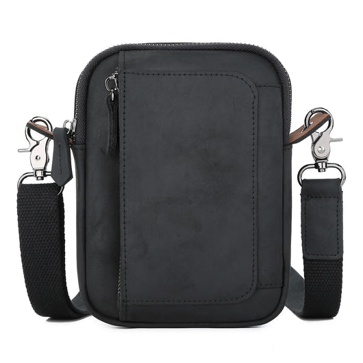 Bolsa Crossbody de Cuero para Teléfono y Accesorios - Diseño Asimétrico para Hombre - Image 6