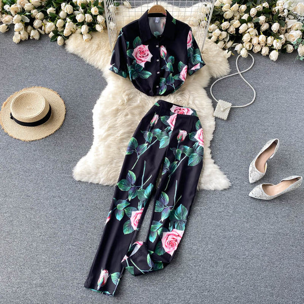 Conjunto de Dos Piezas: Pantalón Ancho Cintura Alta Versátil