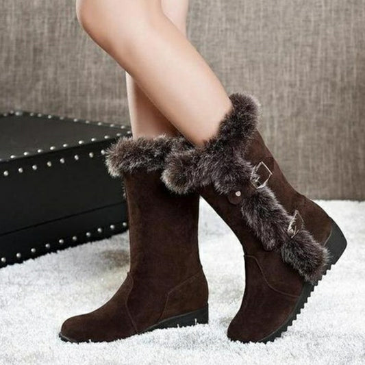 Botas de Invierno Cálidas para Mujer - Botines Forrados en Piel Marrón
