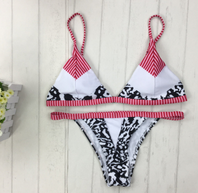 Bikini Estampado Rayas - Diseño Europeo Moderno Split Swimwear
