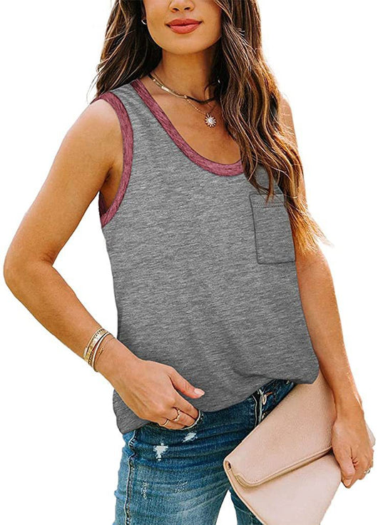 Chaleco Liso sin Mangas con Cuello Alto Combinado - Image 7