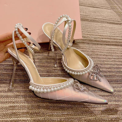 Tacones Stiletto con Moño Francés y Perlas Brillantes - Image 4
